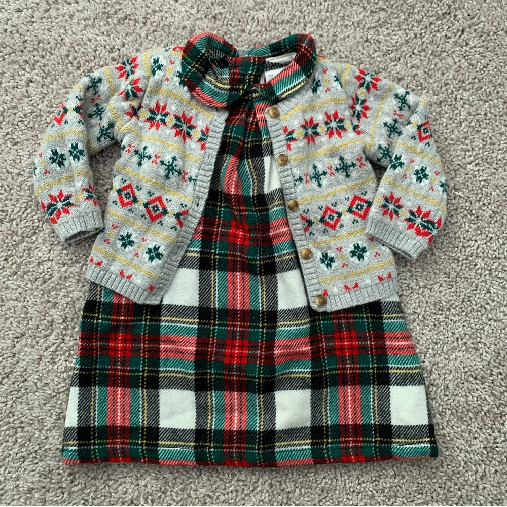 Ralph Lauren-Inspired Dress/Cardigan Bundle - 6 Months